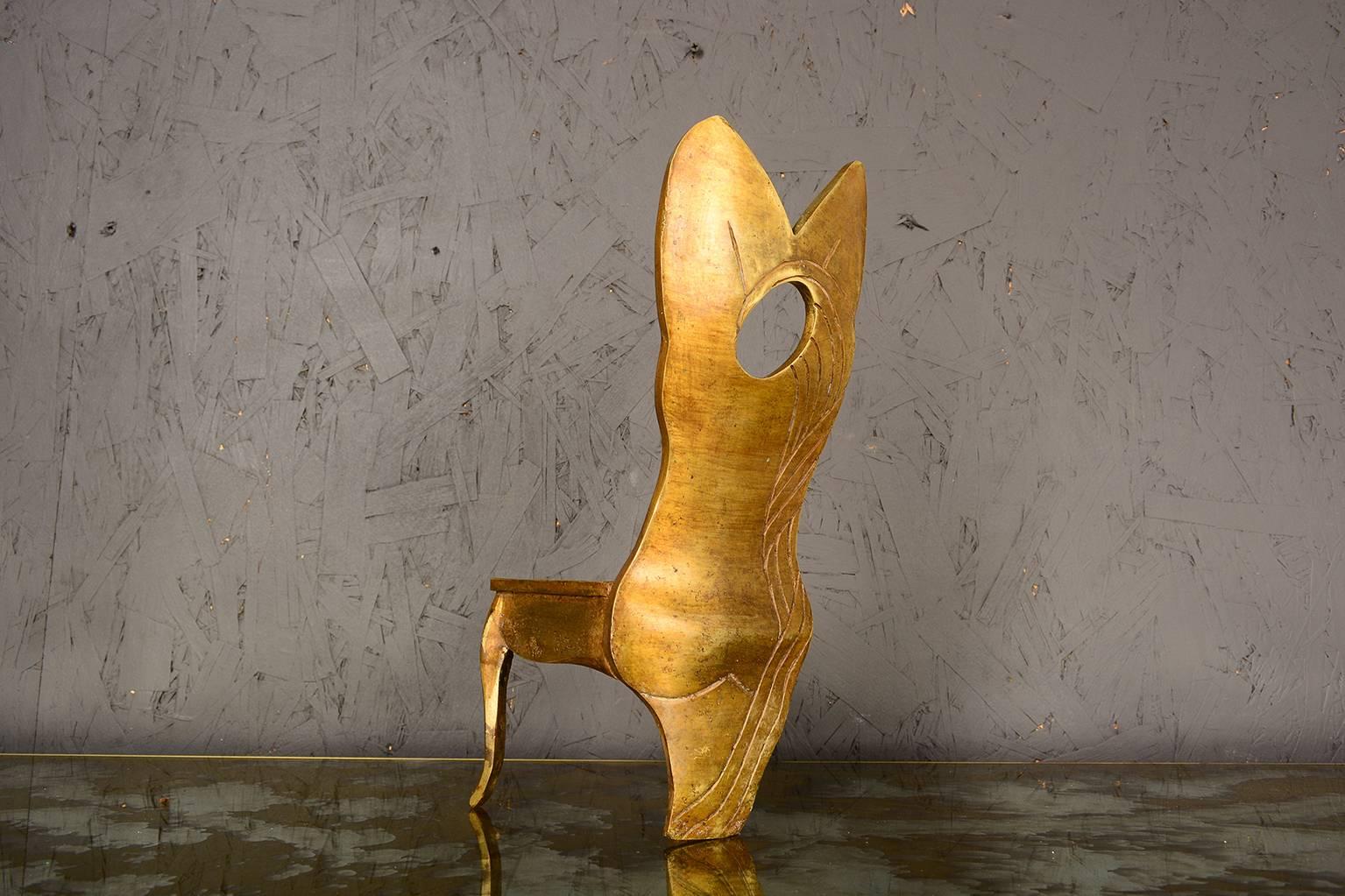 Mid-Century Modern 1970s Brass Sculpture Female Chair Modern Surrealism Mexico