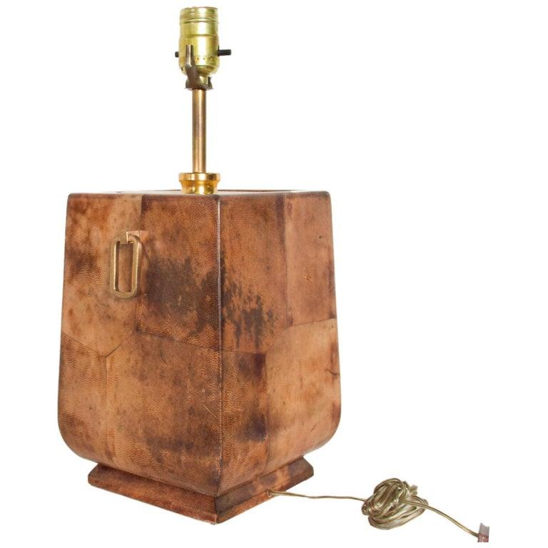 1960s Aldo Tura Lacquered Parchment Bronze Table Lamp Italy Moderno de mediados de siglo en venta