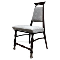 Frank Kyle Set of Six Gray Dining Chairs Sculptural Mahogany, Mexico 1950s