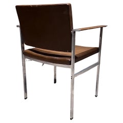 Set di quattro sedie a pala in pelle marrone vintage del 1950