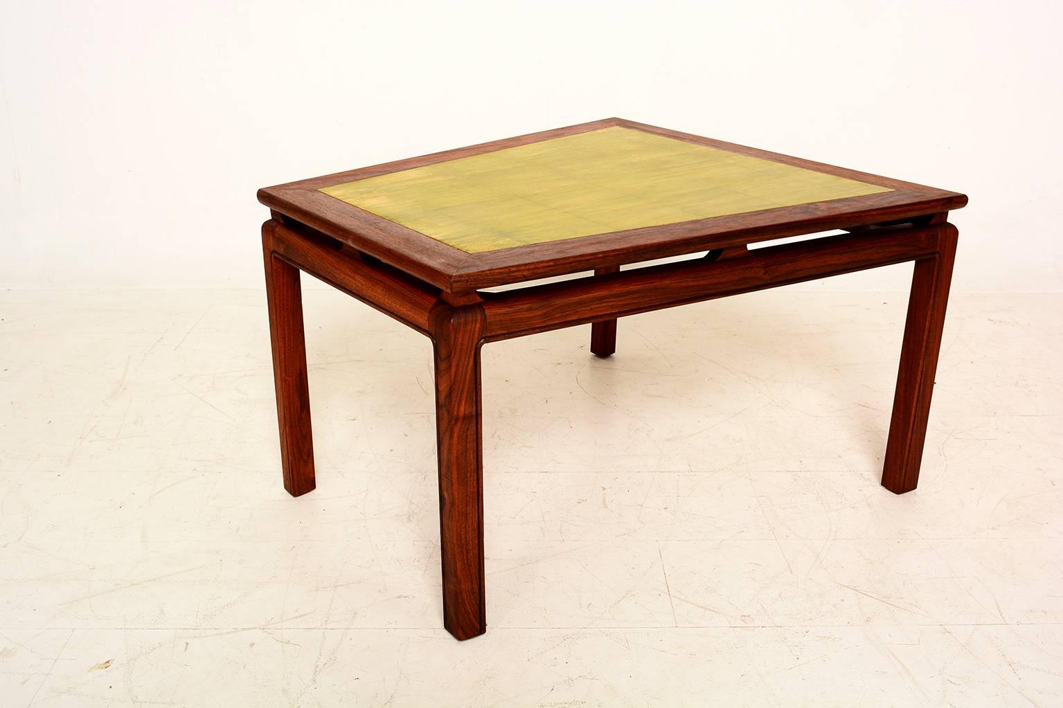 American Mid Century Modern Wedge Side Table in Walnut and Gold Leaf Top