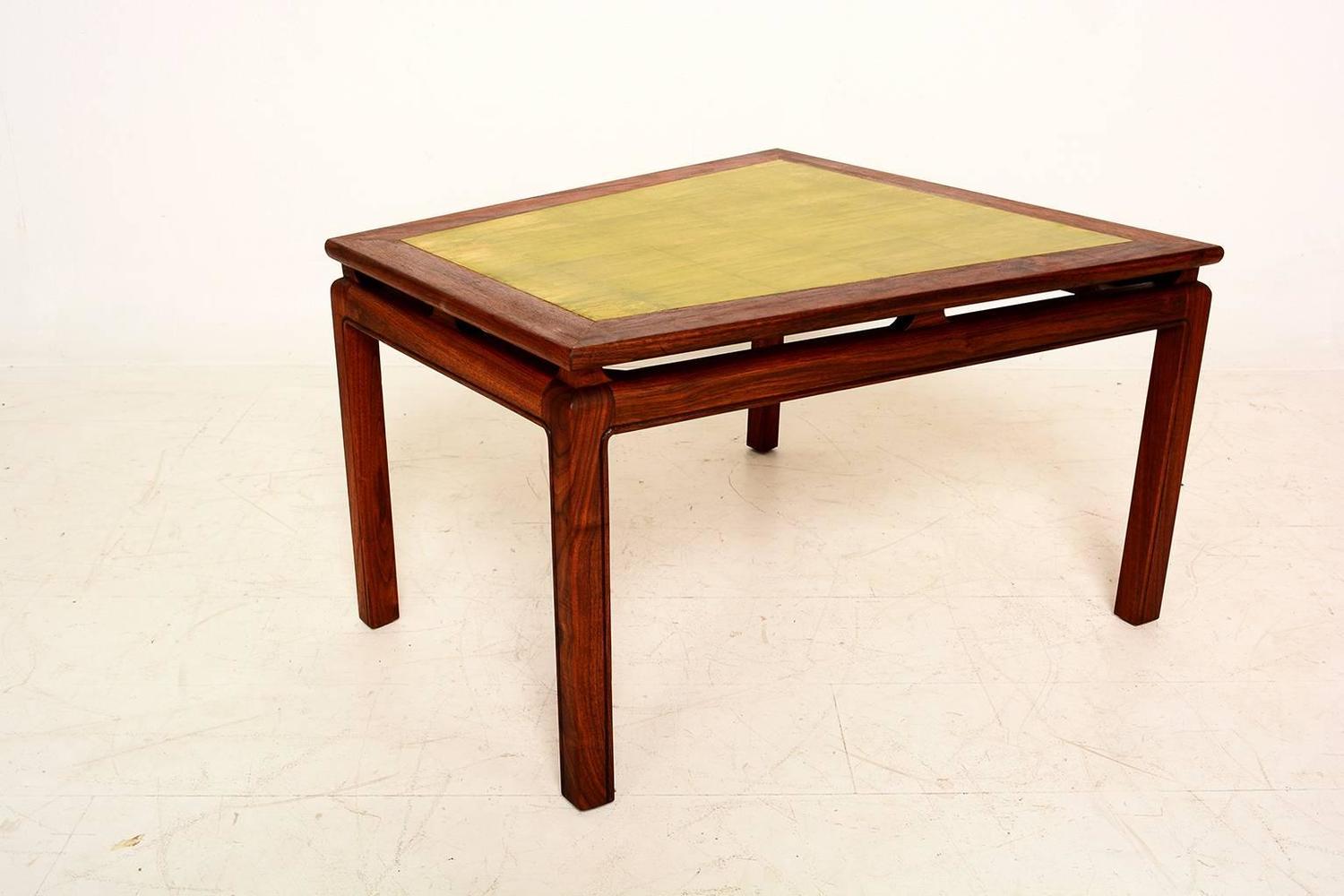 Wedge Side Table in Walnut and Gold Leaf Top For Sale at