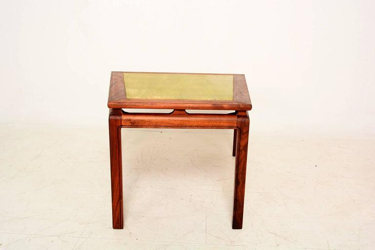 Wedge Side Table in Walnut and Gold Leaf Top For Sale at