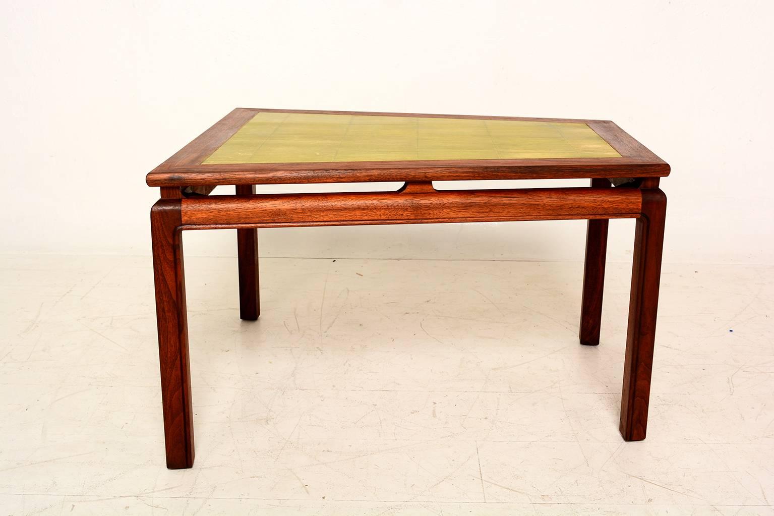 Mid-Century Modern Mid Century Modern Wedge Side Table in Walnut and Gold Leaf Top