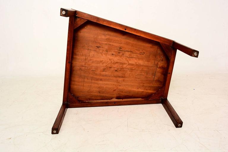 Wedge Side Table in Walnut and Gold Leaf Top For Sale at