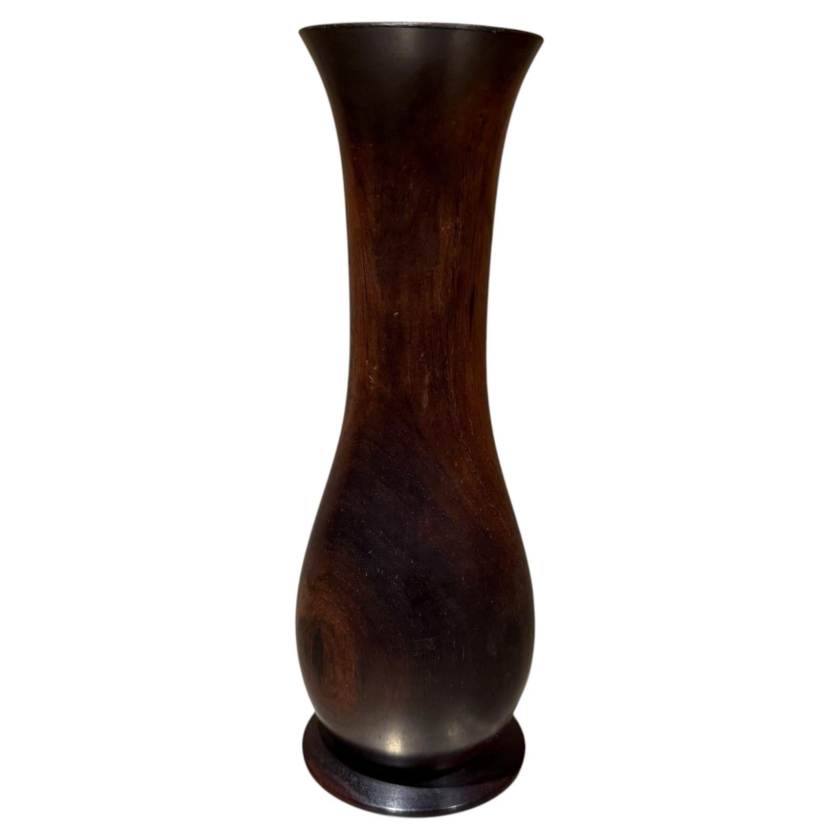 Mid-Century Modern Turned Wood Vase in Rosewood by Rude Osolnik, USA