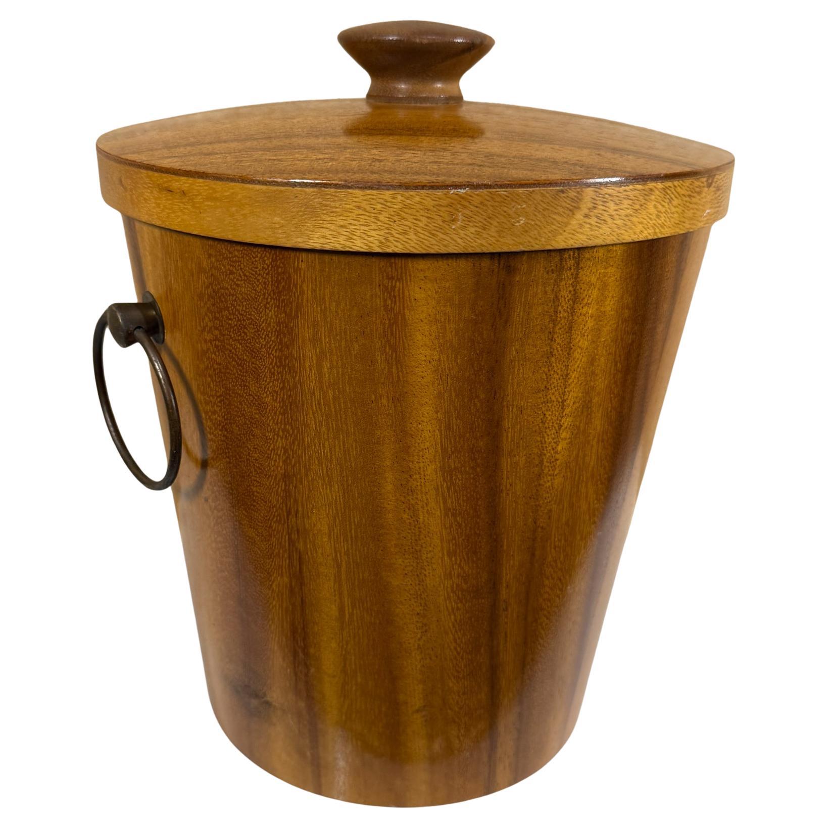 Mid-Century Modern KMC Barware Teak Wood Ice Bucket Japan
