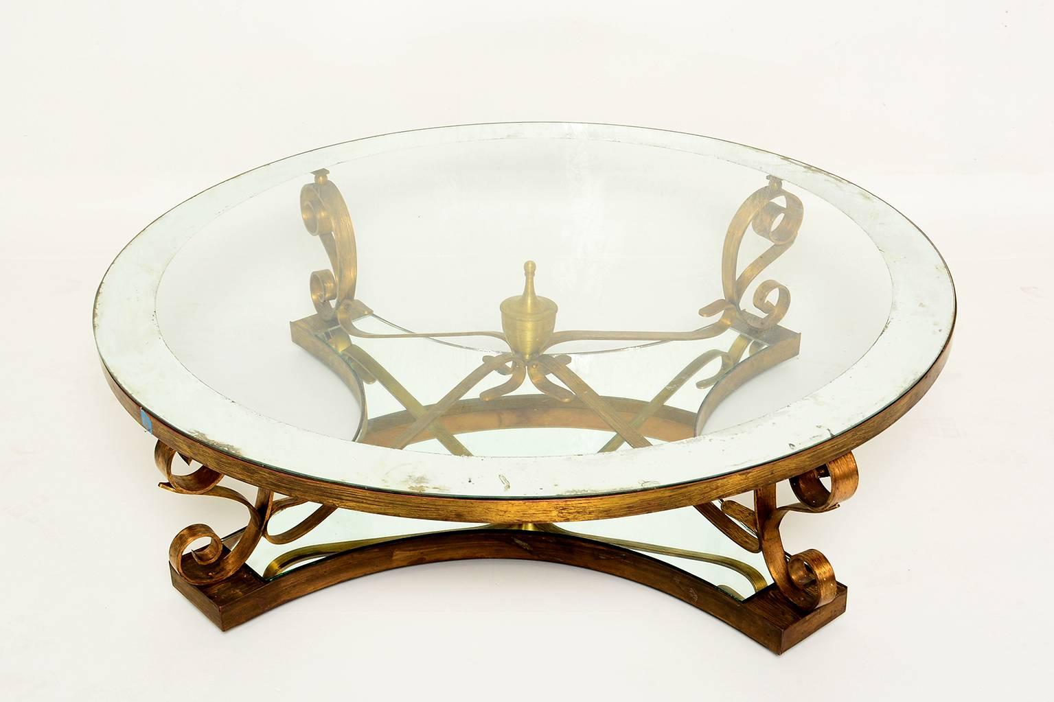 Mid-Century Modern 1950s Arturo Pani Sculptural Brass Round Cocktail Table Mexico City For Sale
