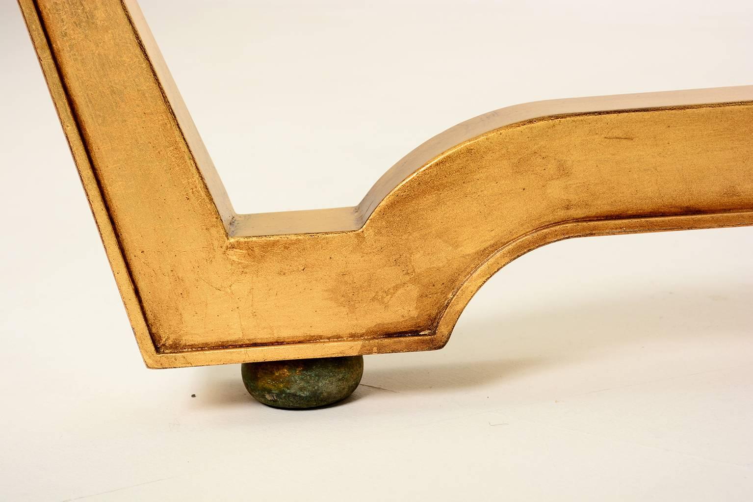 Brass 1950s Octavio Vidales Cocktail Table Mahogany and Gold Leaf Mexico