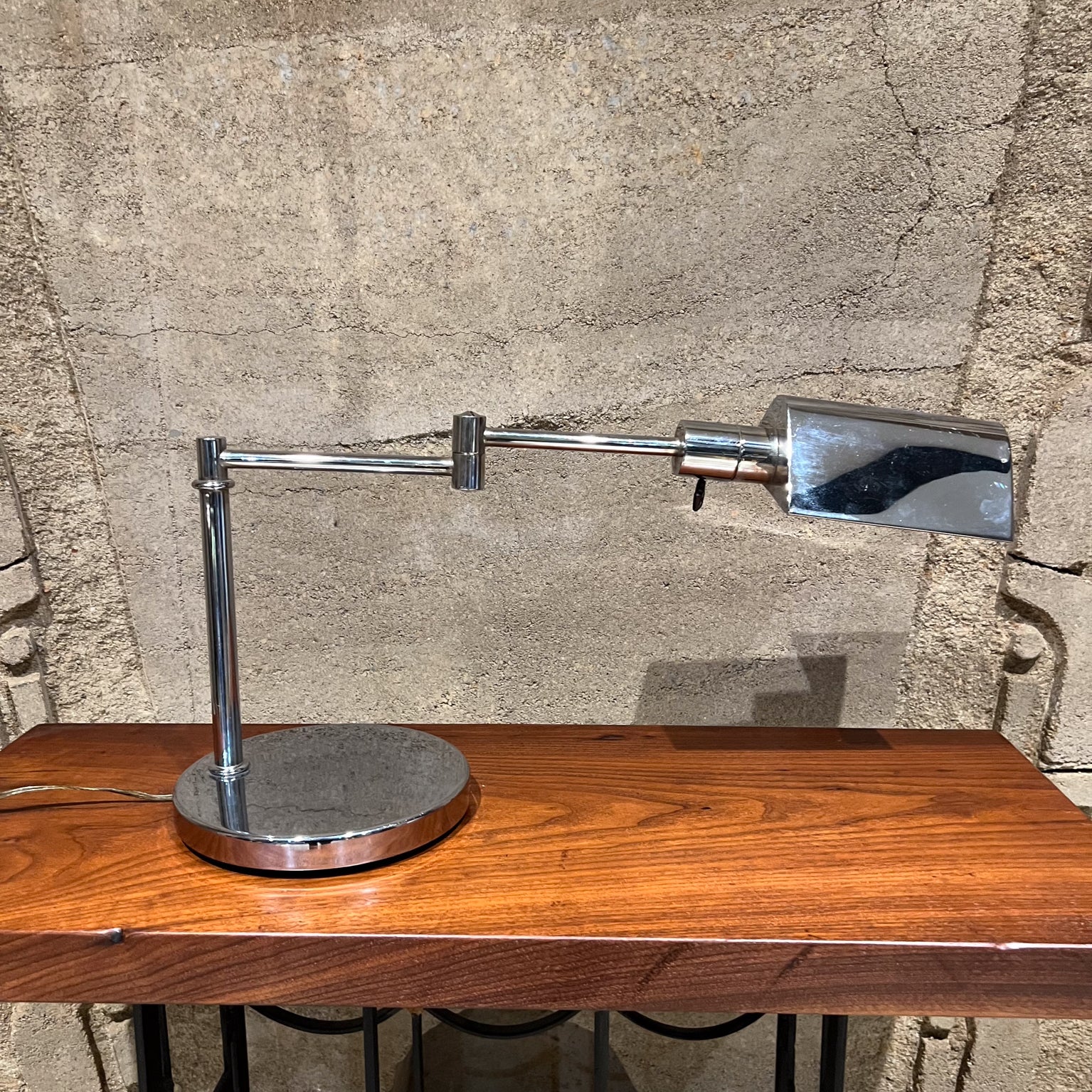 Vintage Koch & Lowy Chrome Articulating Swing Arm Desk Lamp For Sale