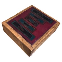 1960s German Modernist Teak Jewelry Box Abstract Enamel  Schibensky Bunge