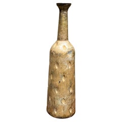 1960s Hammered Aluminum Vase Decorative Vintage Bottle