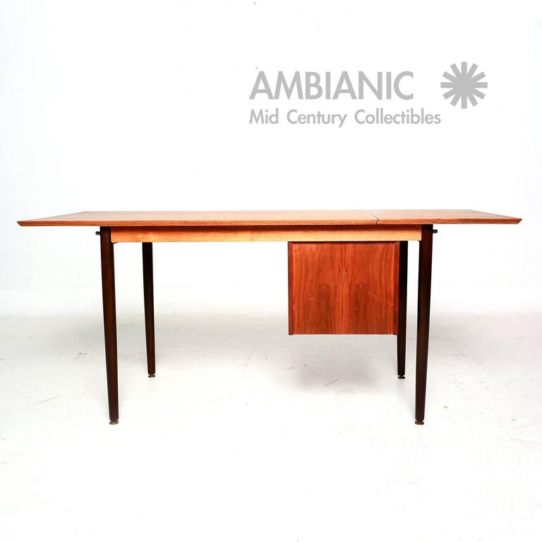 Arne Vodder Danish Modern Teak Desk With Sliding Top At 1stdibs Scandinavian Modern Arne Vodder Danish Teak Desk With Sliding Top For