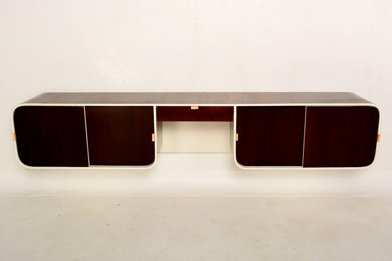 Lacquered Mid-Century Modern Wall Hanging Credenza after Henry P. Glass