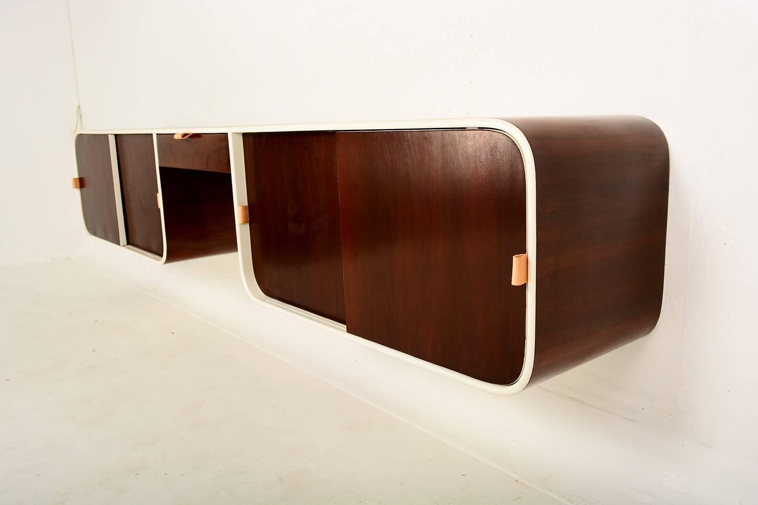 Mid-Century Modern Wall Hanging Credenza after Henry P. Glass In Good Condition In Chula Vista, CA