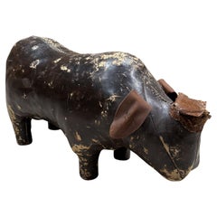 1960s Abercrombie & Fitch Style de Dimitri Omersa Ottoman en cuir Rhino