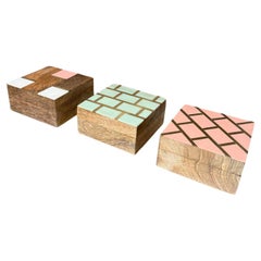 Handcrafted Three Trinket Boxes Mod Geometric Design
