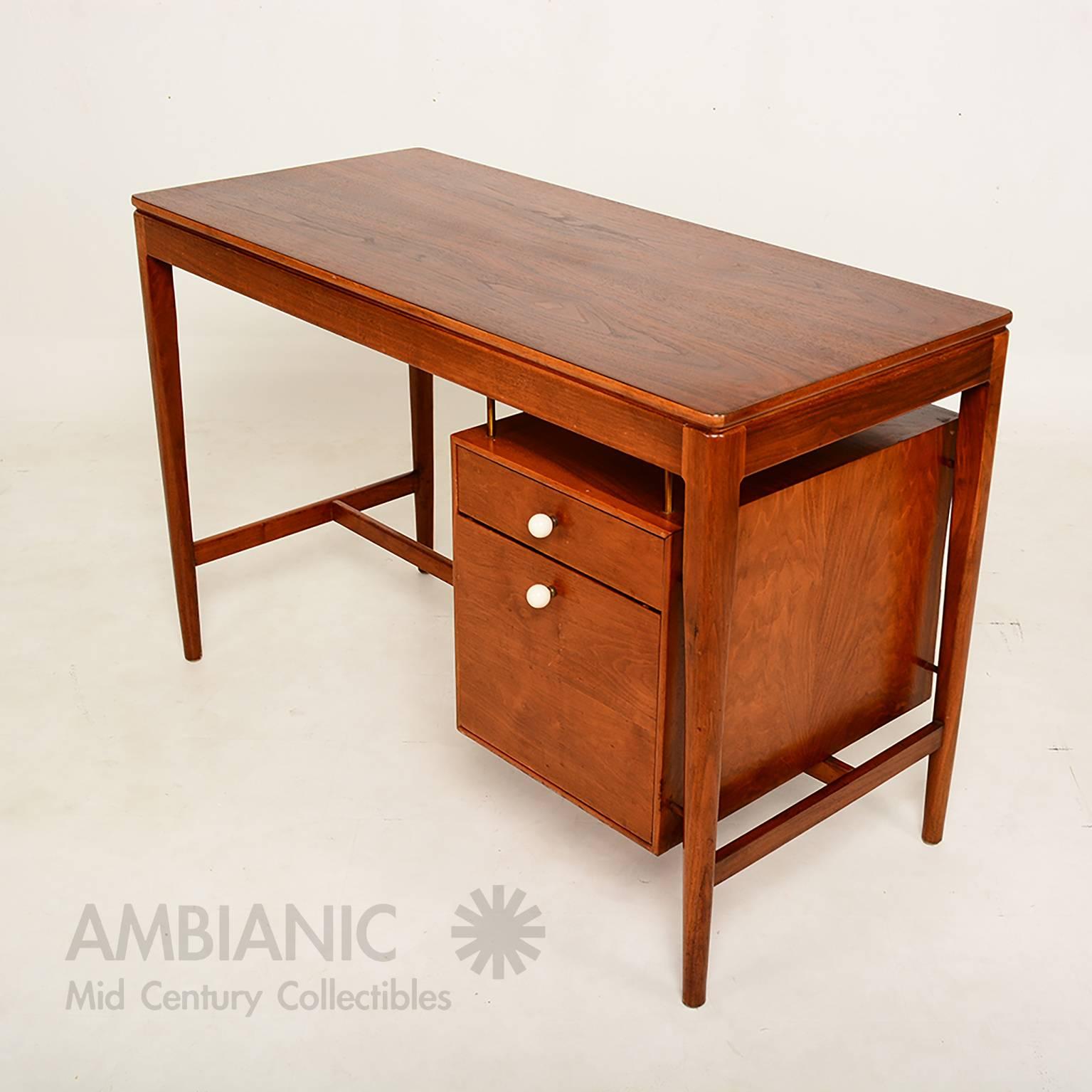 Lacquered Midcentury Walnut Desk by Drexel