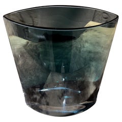 1960s Polish LSA Crystal Glass Modernist Blue Gray Vase