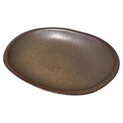 Textured Stoneware Oval Tray attributed to Gordon & Jane Martz in Earthy Bronze