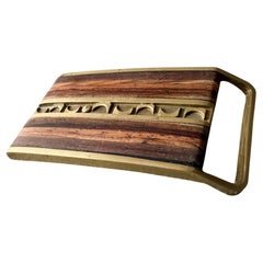 Hebilla de cinturón con incrustaciones de madera moderna de los años 70 by Moonscape