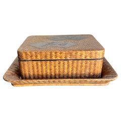 Antique Japanese Lacquer Cigarette Box Set