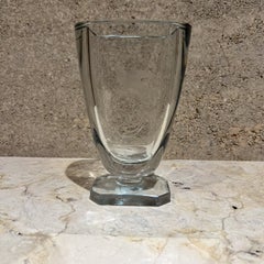 1960s Strömberg Thick Crystal Art Glass Vase Bird Design