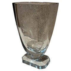 Jarrón de cristal grueso Strömberg de los años 60 con diseño de pájaro