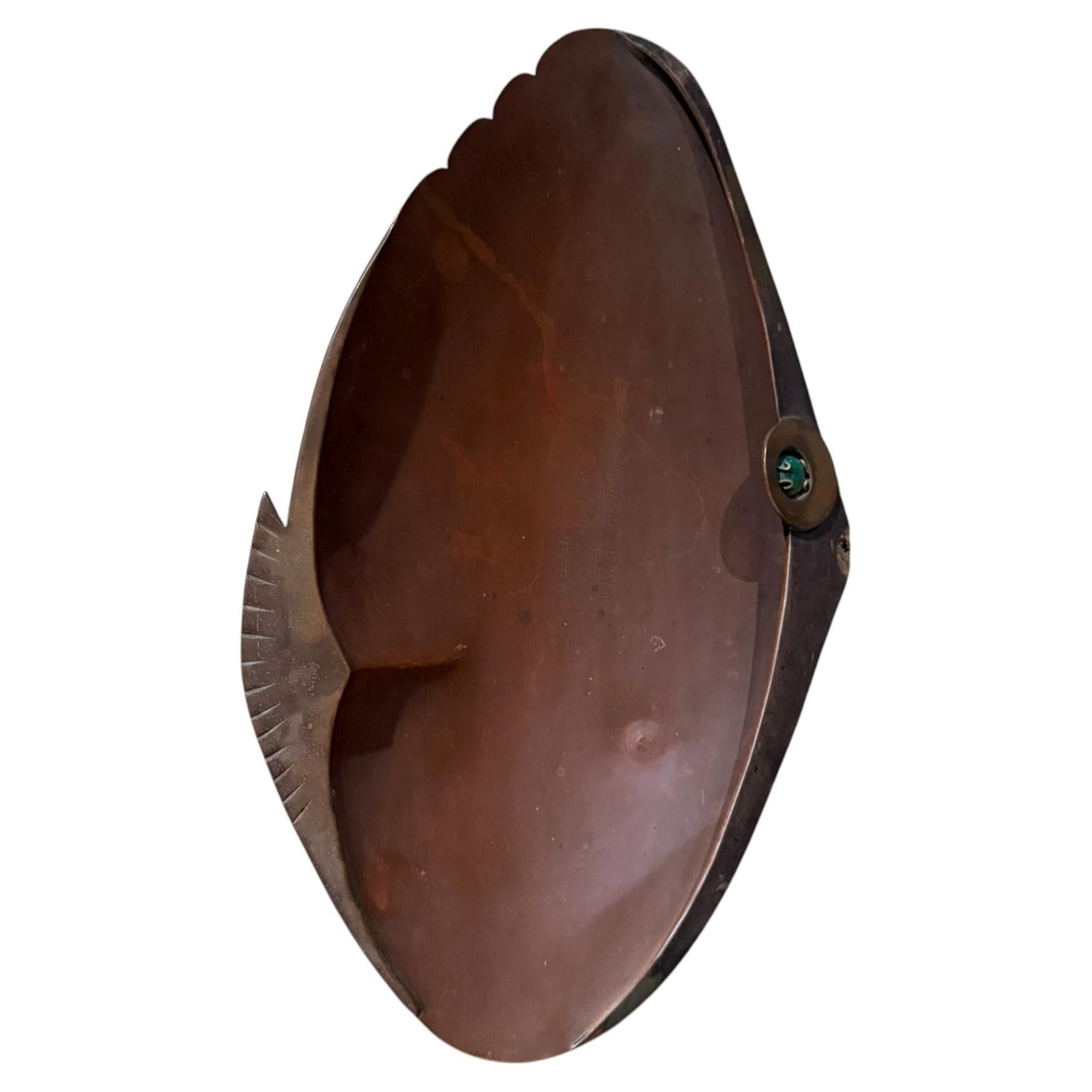 1950s Los Castillo Decorative Dish Bronze Fish Shaped Bowl Taxco Mexico en vente