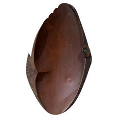 1950s Los Castillo Decorative Dish Bronze Fish Shaped Bowl Taxco Mexico