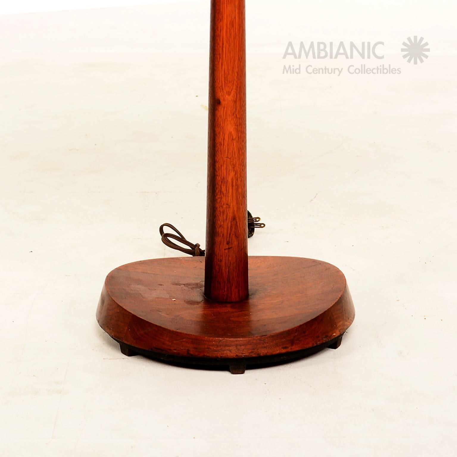 Mid-20th Century Mid-Century Modern Sculptural Walnut Floor Lamp with Built in Table