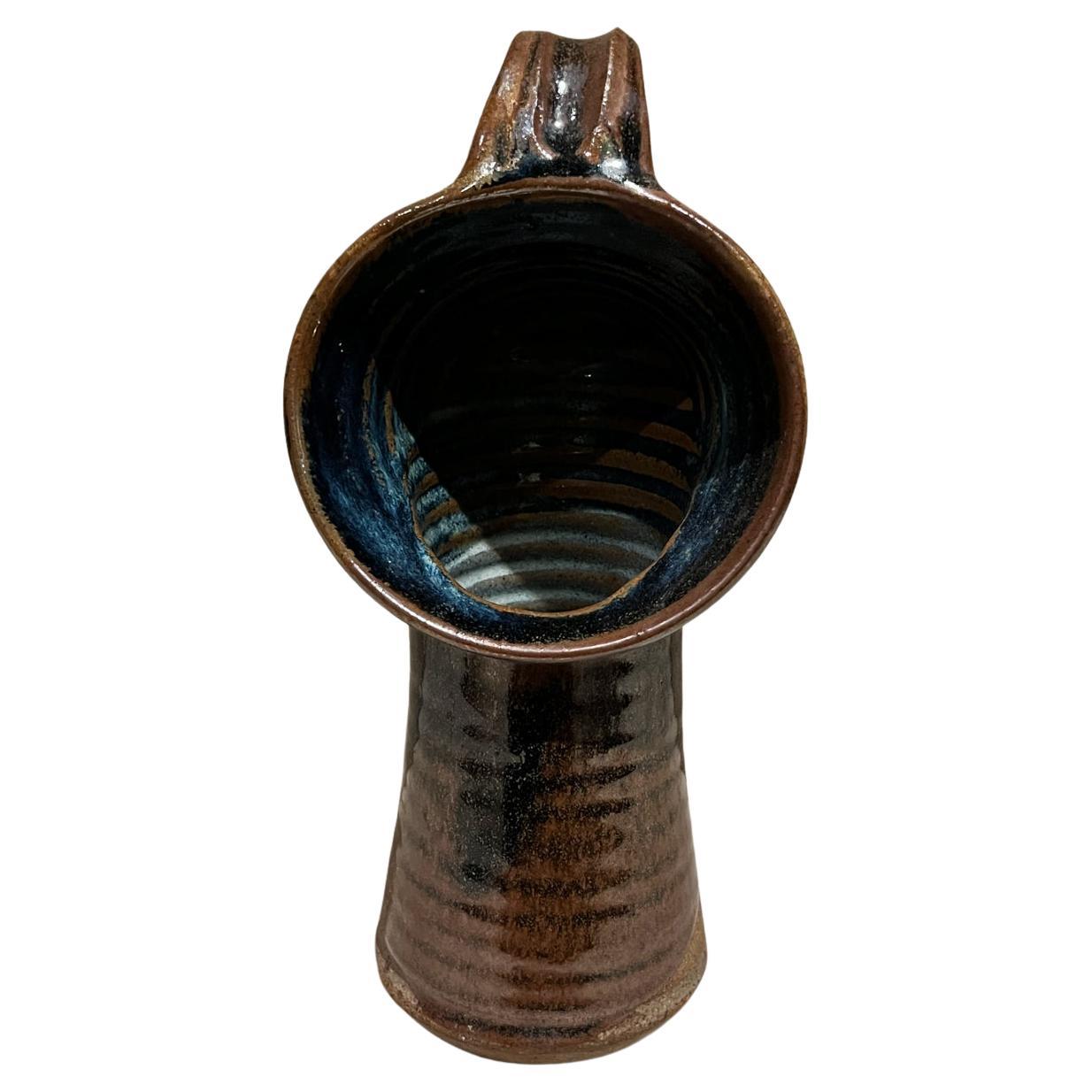 Modern Studio Art Pottery Angled Vase Vessel