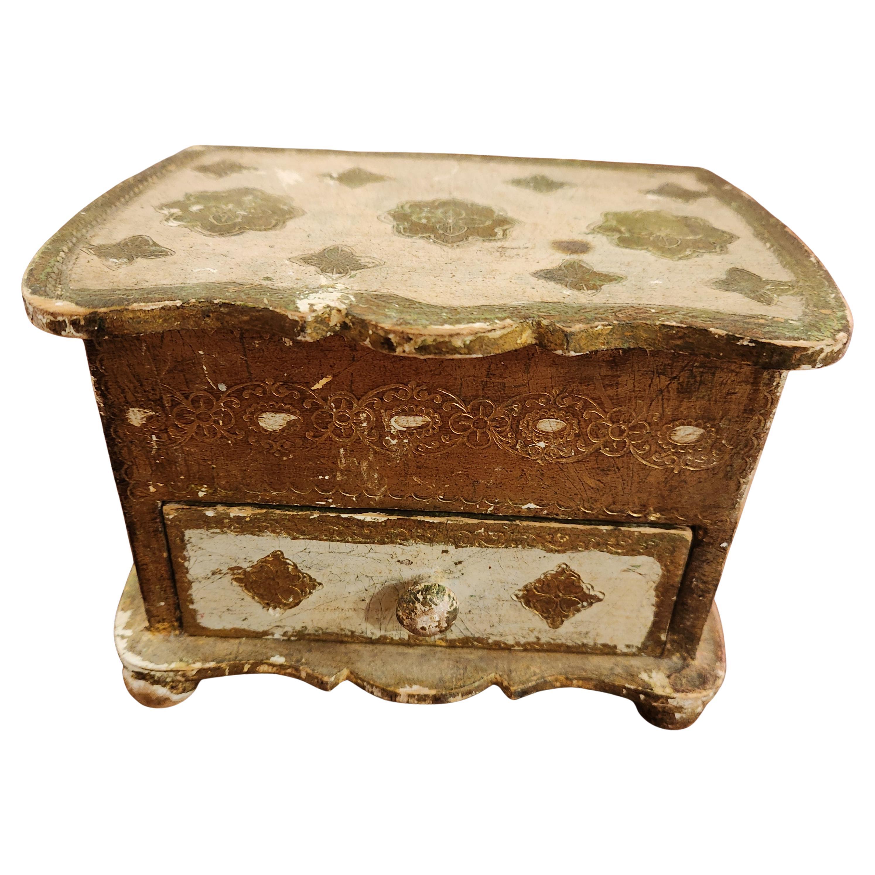 Joyero de madera dorada veneciana de los años 50 Italia Moderno de mediados de siglo en venta