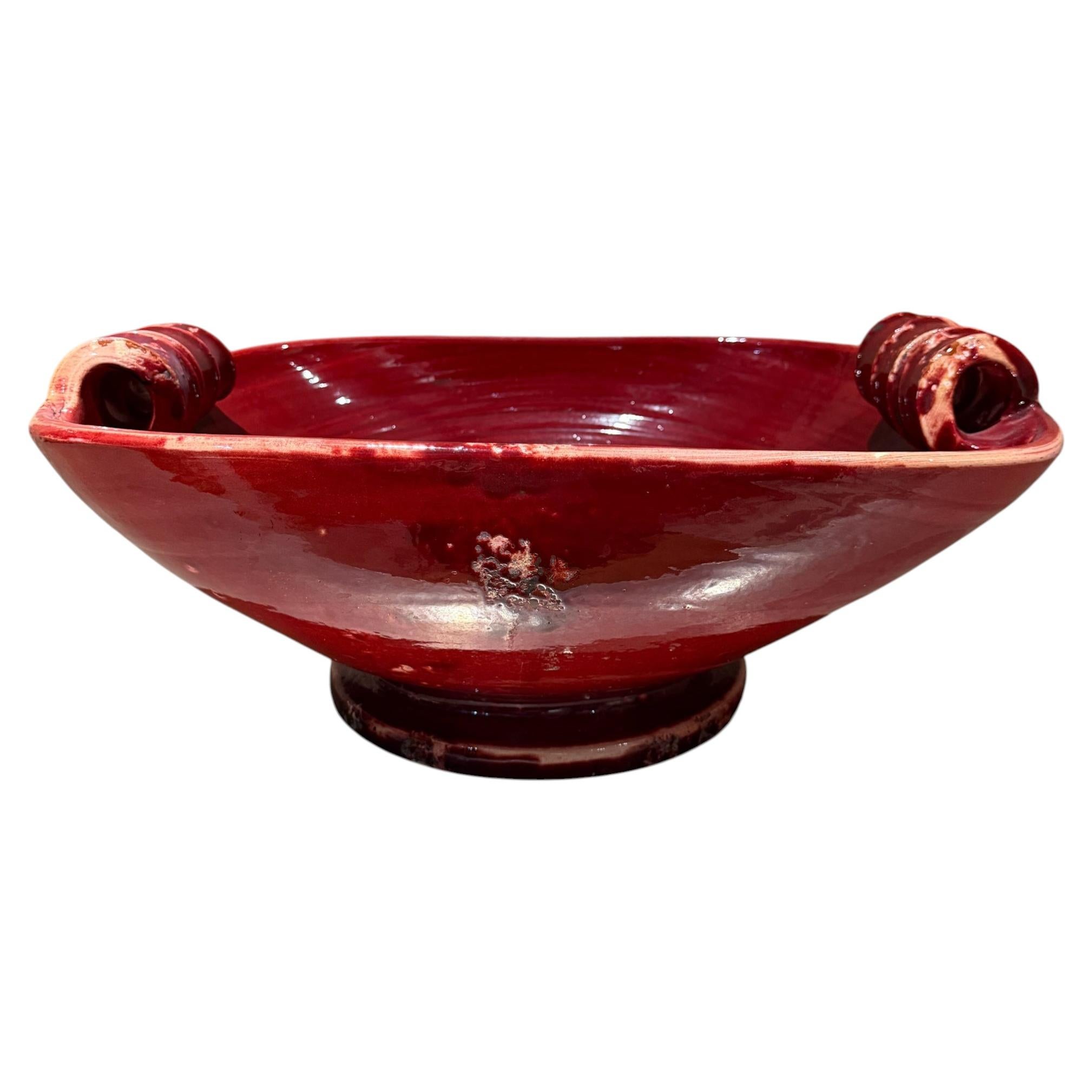 1960s Fortunata Design Italian Art Pottery Bowl in Oxblood Red