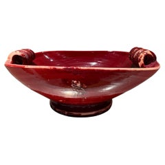 1960s Fortunata Design Italian Art Pottery Bowl in Oxblood Red