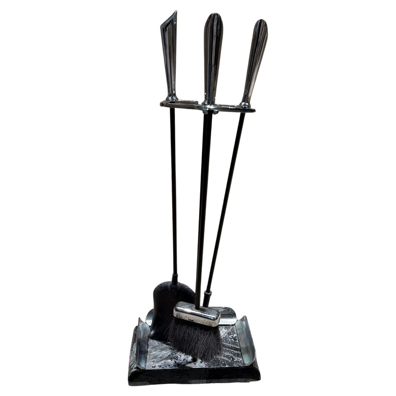 Set d'outils de cheminée moderniste des années 1960