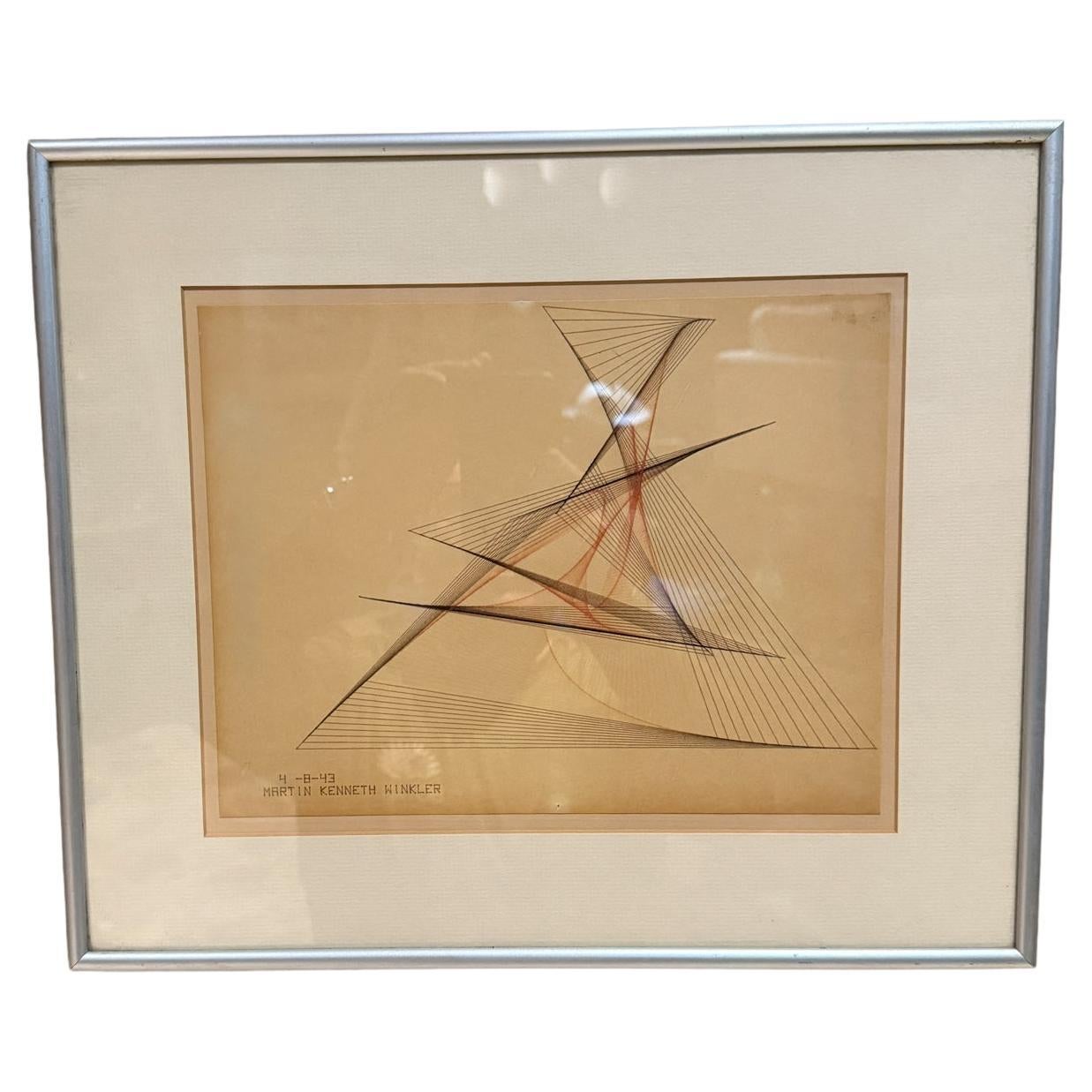 1943 Arte abstracto Tinta sobre papel Dibujo firmado Winkler