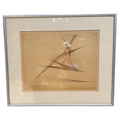 Encre sur papier d'art abstrait de 1943 signée Winkler