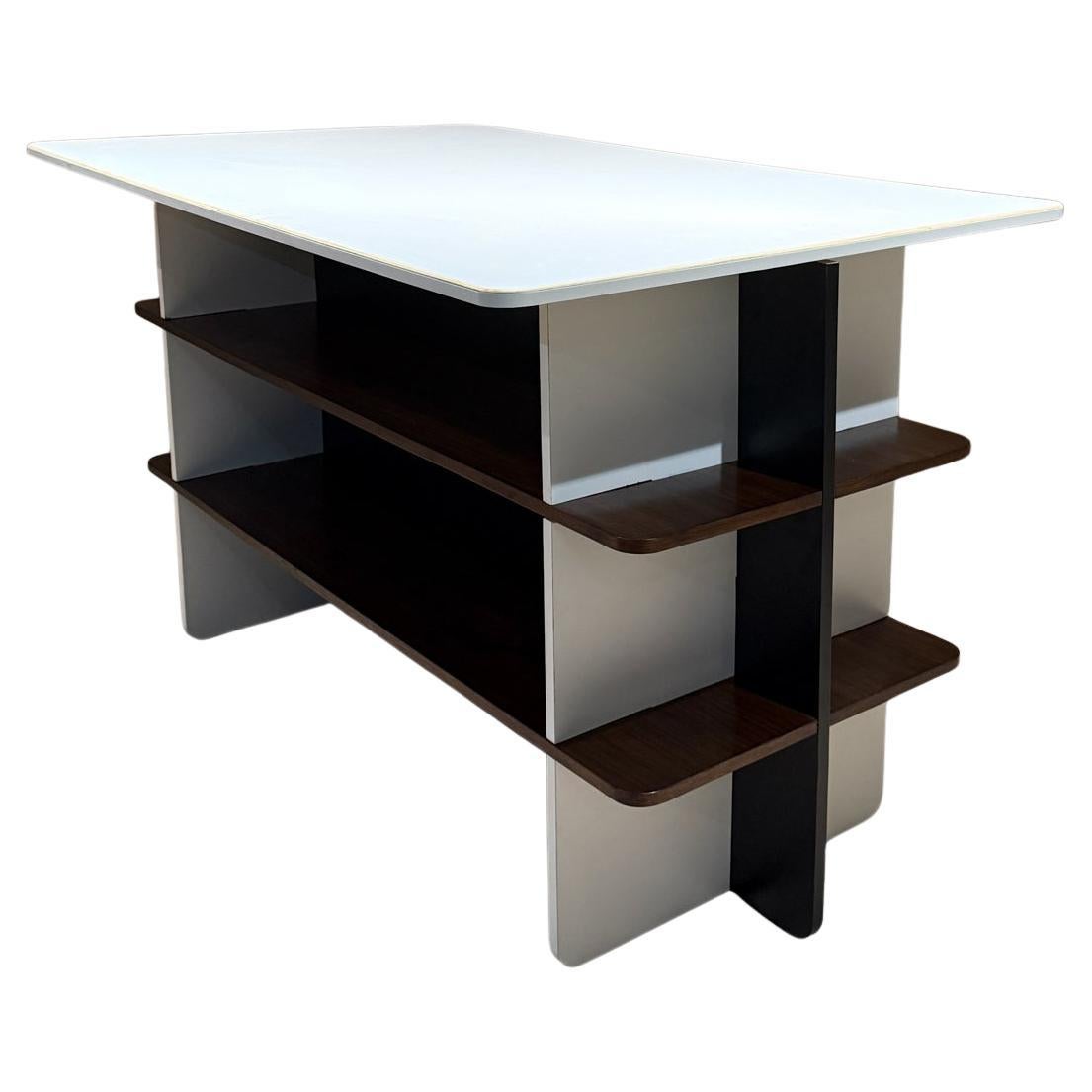 French Inspired Open Display Worktable Shelving Unit by P Romo For Sale