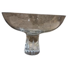 1960s Crystal Pedestal Bowl Ribbed Stem (bol à piédestal en cristal)