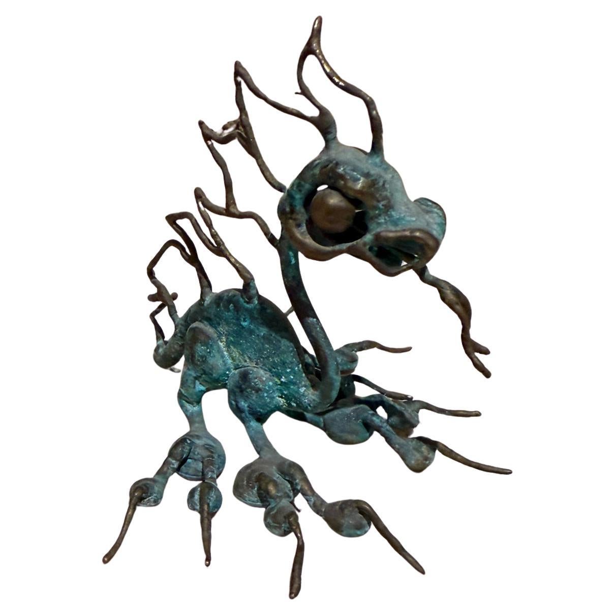 Escultura Patinada Arte Dragón Bronce