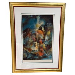1980 Viento cósmico Litografía abstracta Leonardo Nierman