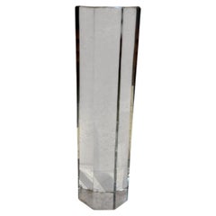 Modern Crystal Glass Paperweight, Octagonal Pillar, Late 20th Century