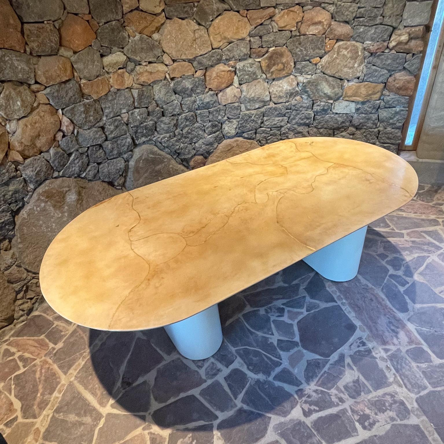 Mid-Century Modern 1980 Karl Springer Knife Edge Oval Dining Table Lacquered Goatskin For Sale