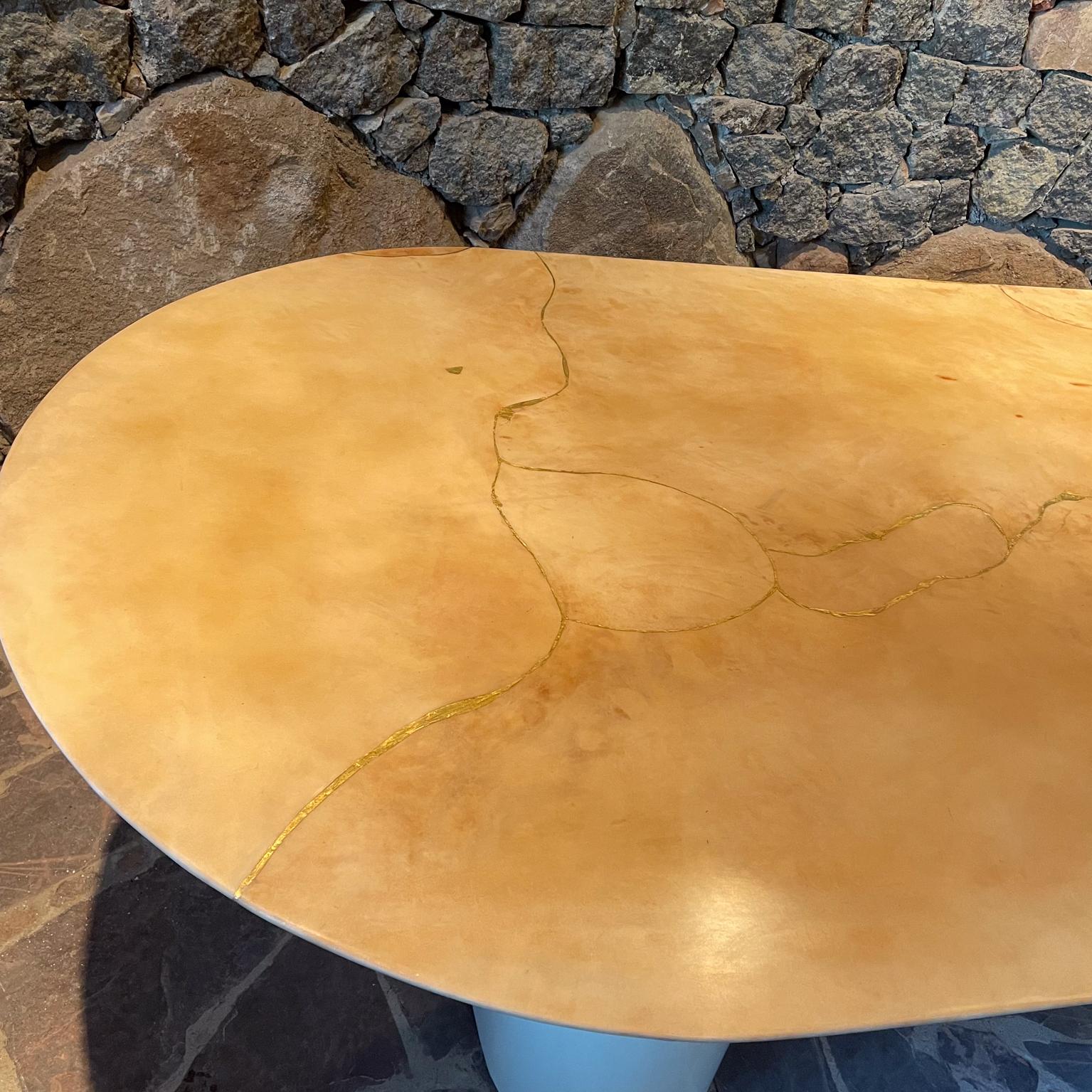 American 1980 Karl Springer Knife Edge Oval Dining Table Lacquered Goatskin For Sale