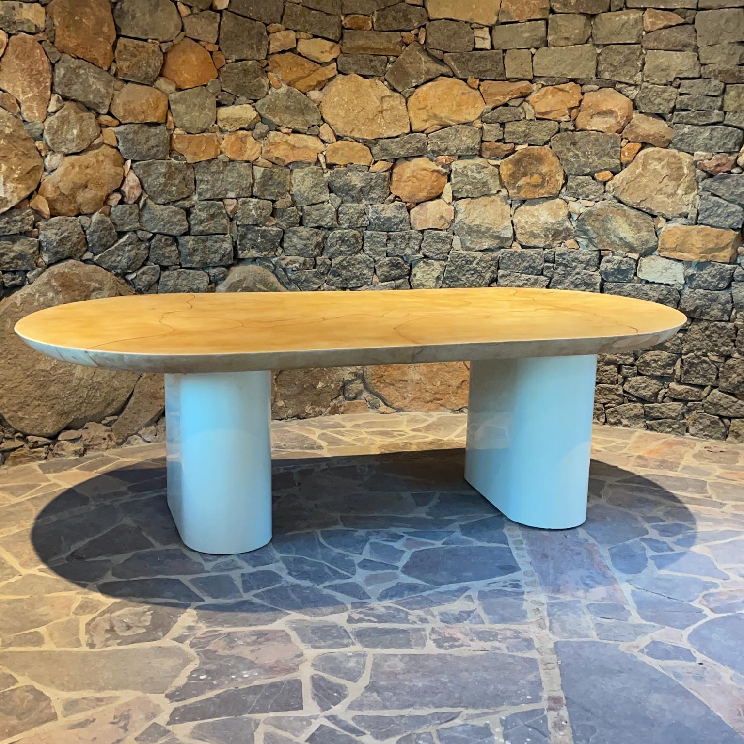Late 20th Century 1980 Karl Springer Knife Edge Oval Dining Table Lacquered Goatskin For Sale