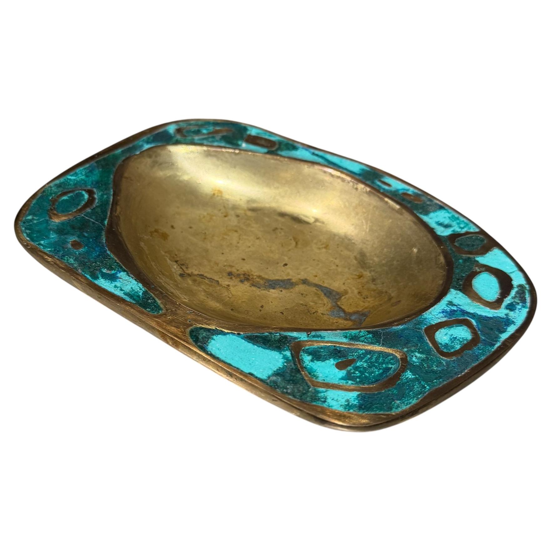 Pepe Mendoza Ashtray Dish Catch All Tray Bowl Malachite Brass