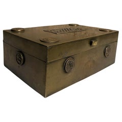 Caja de latón decorativa vintage Joyería segura moderna de mediados de siglo