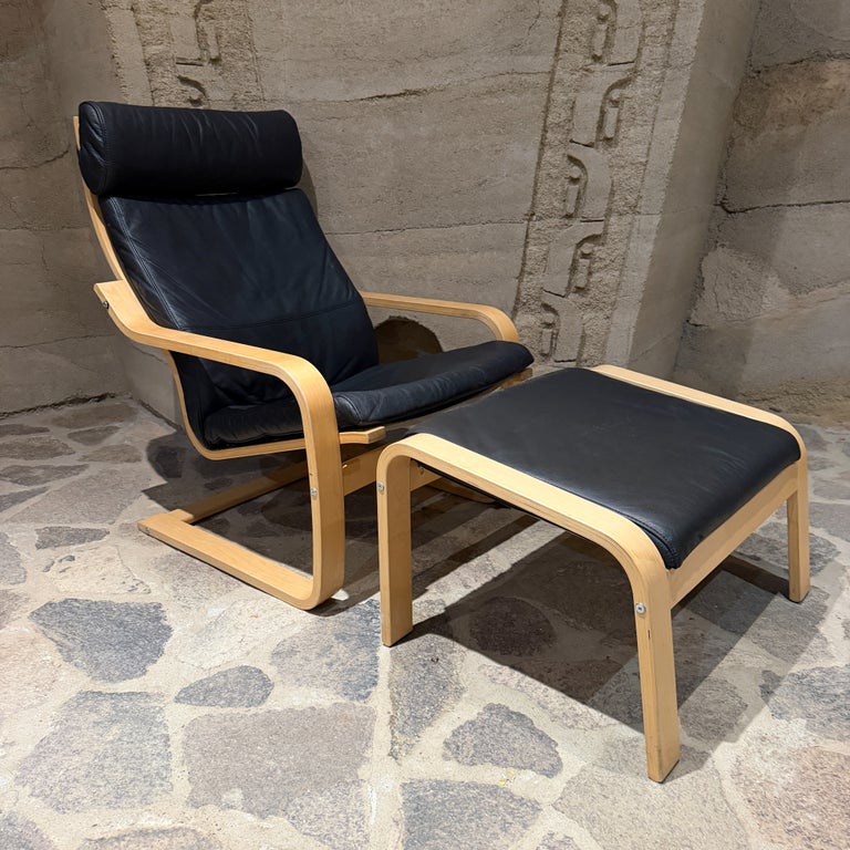 Ikea Poäng Armchair Noboru Nakamura Black Leather Birch Plywood
