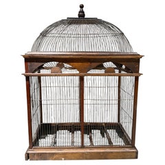 vintage Victorian architectural-style wooden birdcage Wood Steel